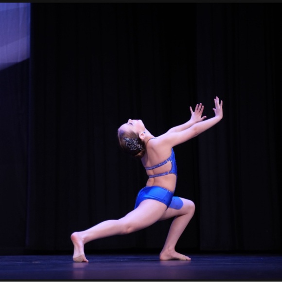 Sparkly Blue Dance Costume for Kids - Picture 3 of 5